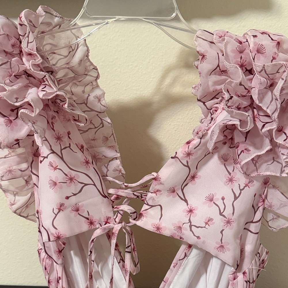 Pink Floral Ruffle Dress - Picture 8 of 9